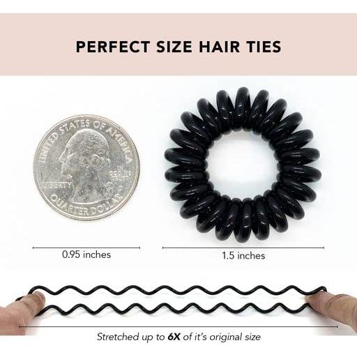 Sujetadores de Coletas Espirales Kitsch - 8 Pcs Negros