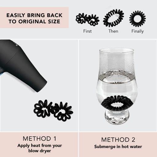 Sujetadores de Coletas Espirales Kitsch - 8 Pcs Negros