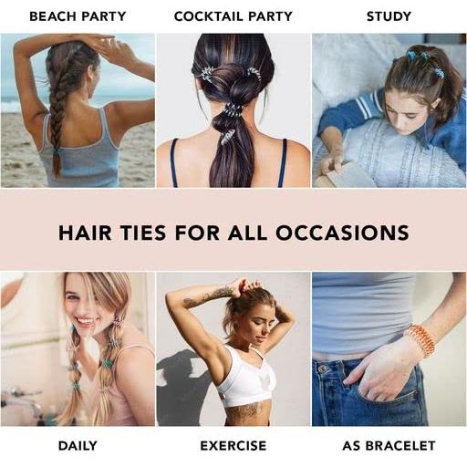 Sujetadores de Coletas Espirales Kitsch - 8 Pcs Negros