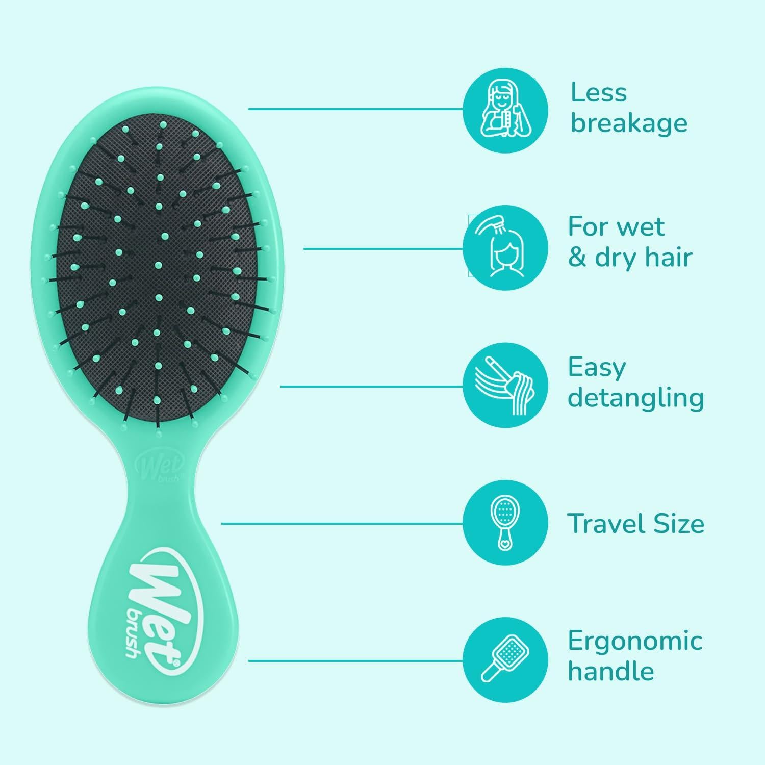 Cepillo Desenredante Wet Brush Mini Aqua, Cerdas IntelliFlex