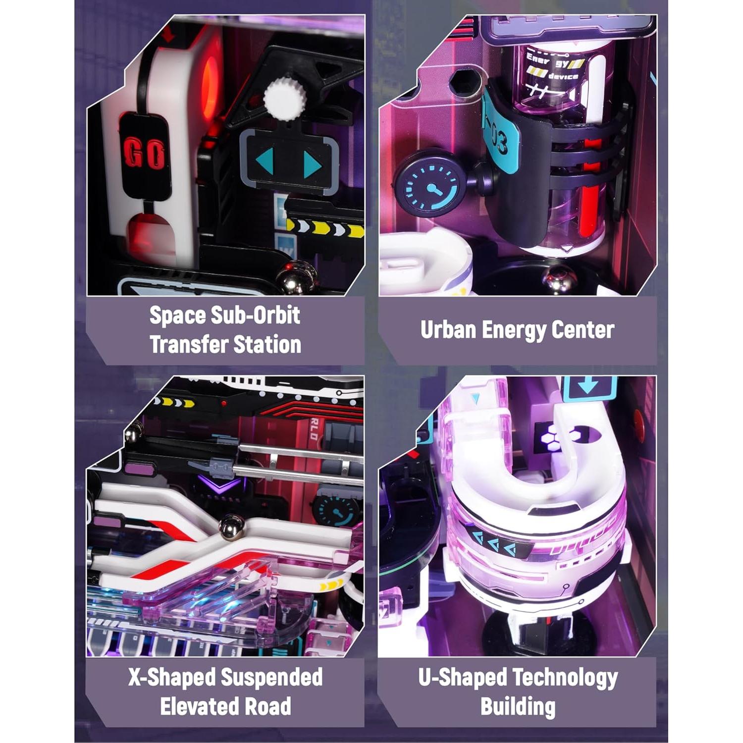 Kit de Puzzles 3D Carrera de Canicas Eléctrica Wowood MR02S