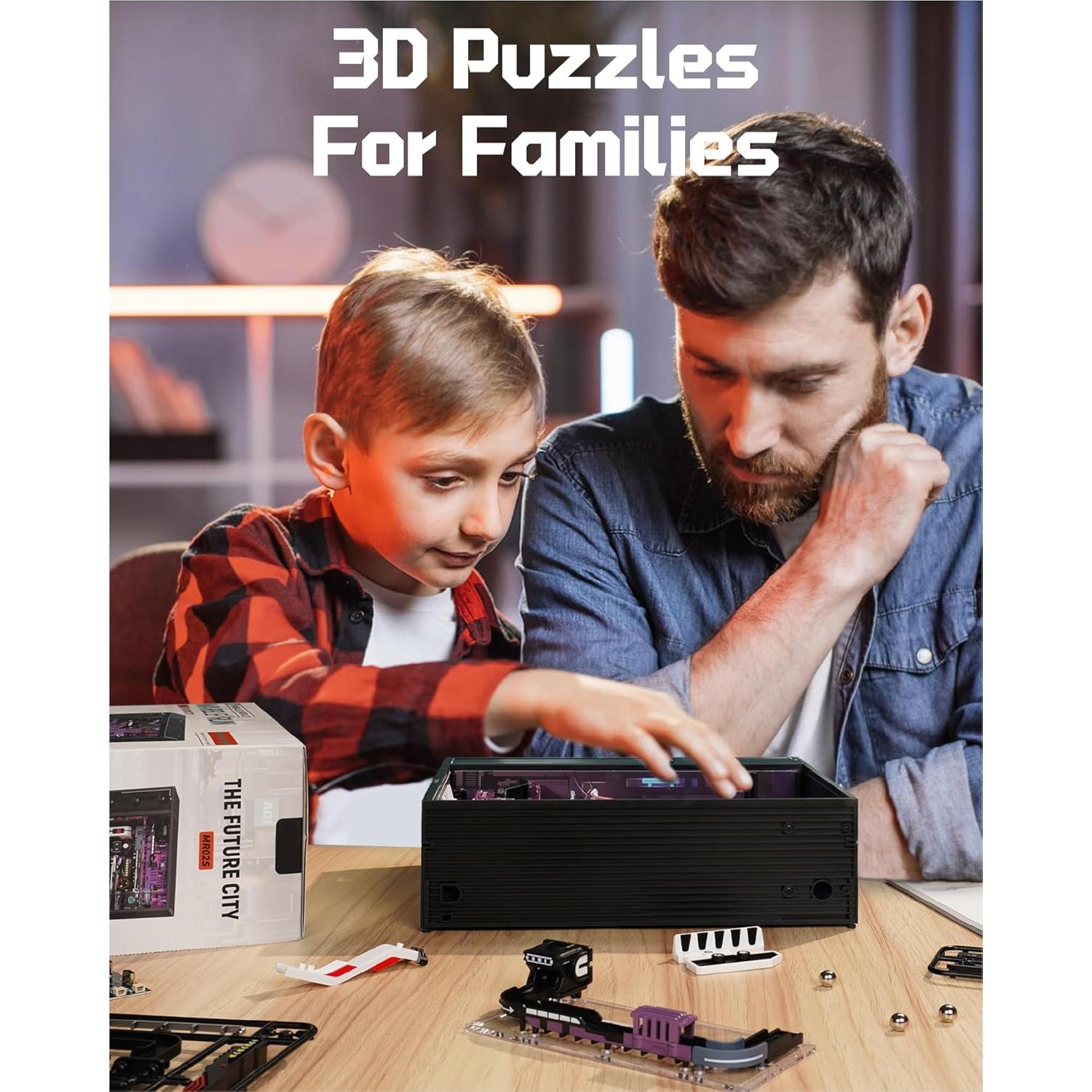 Kit de Puzzles 3D Carrera de Canicas Eléctrica Wowood MR02S