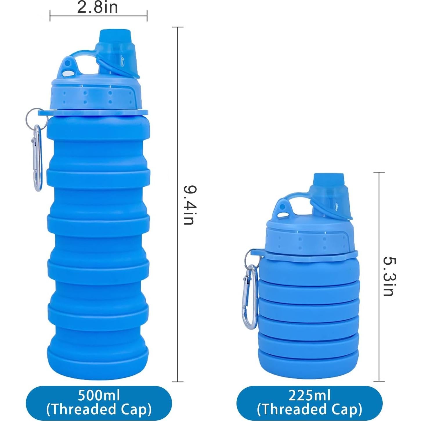 Botella de Agua Plegable YCTMALL 500ml Silicona Azul