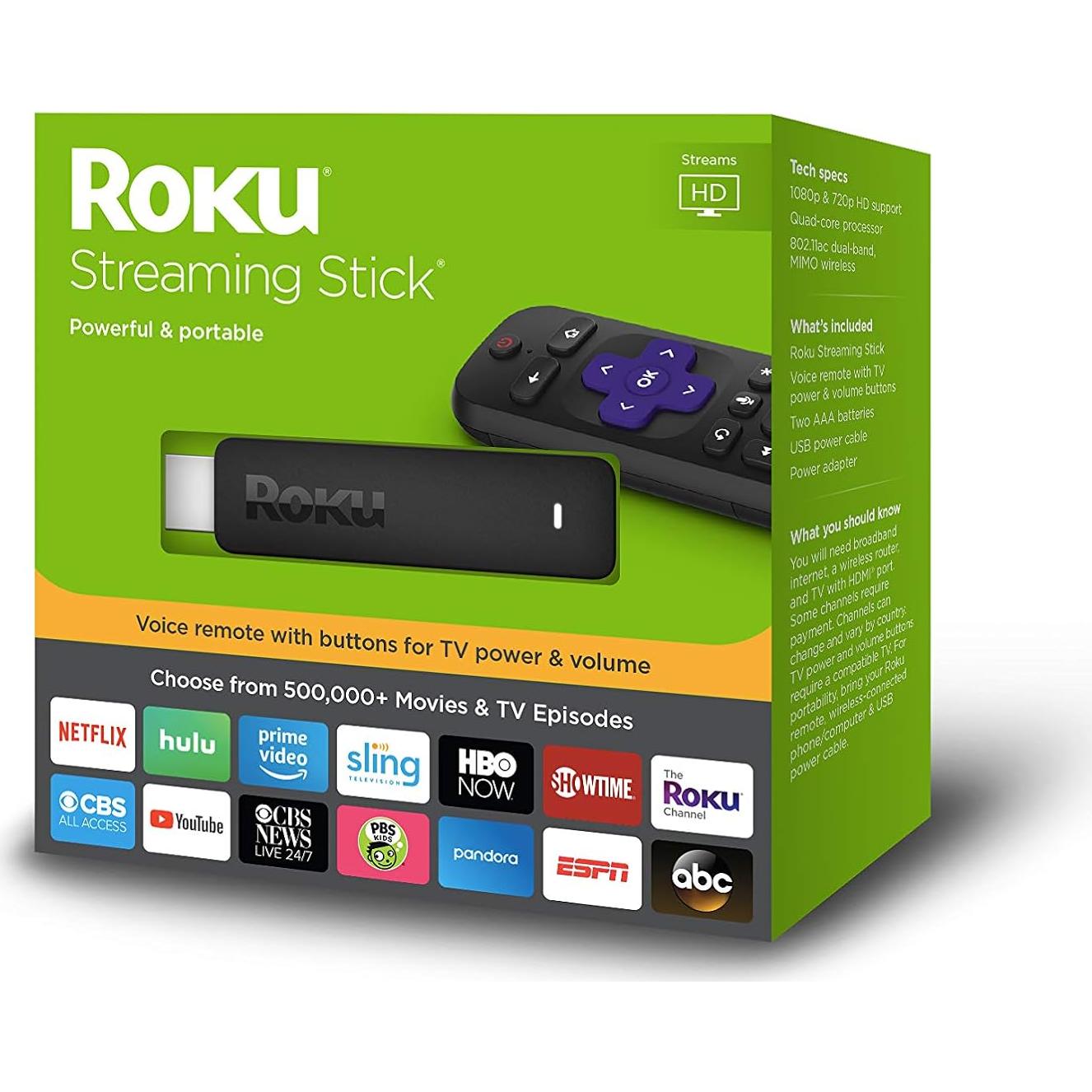 Roku Streaming Stick 3800R | Dispositivo de Streaming Portátil