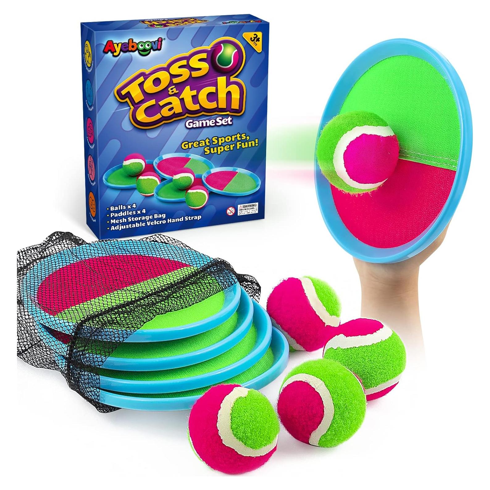 Juego de Lanzar y Atrapar Ayeboovi 4 Palas y 4 Pelotas