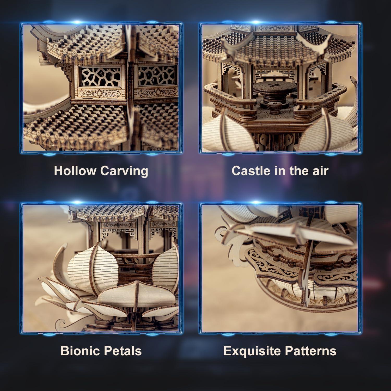 Rompecabezas 3D RUIFAM de madera con música y 619 piezas