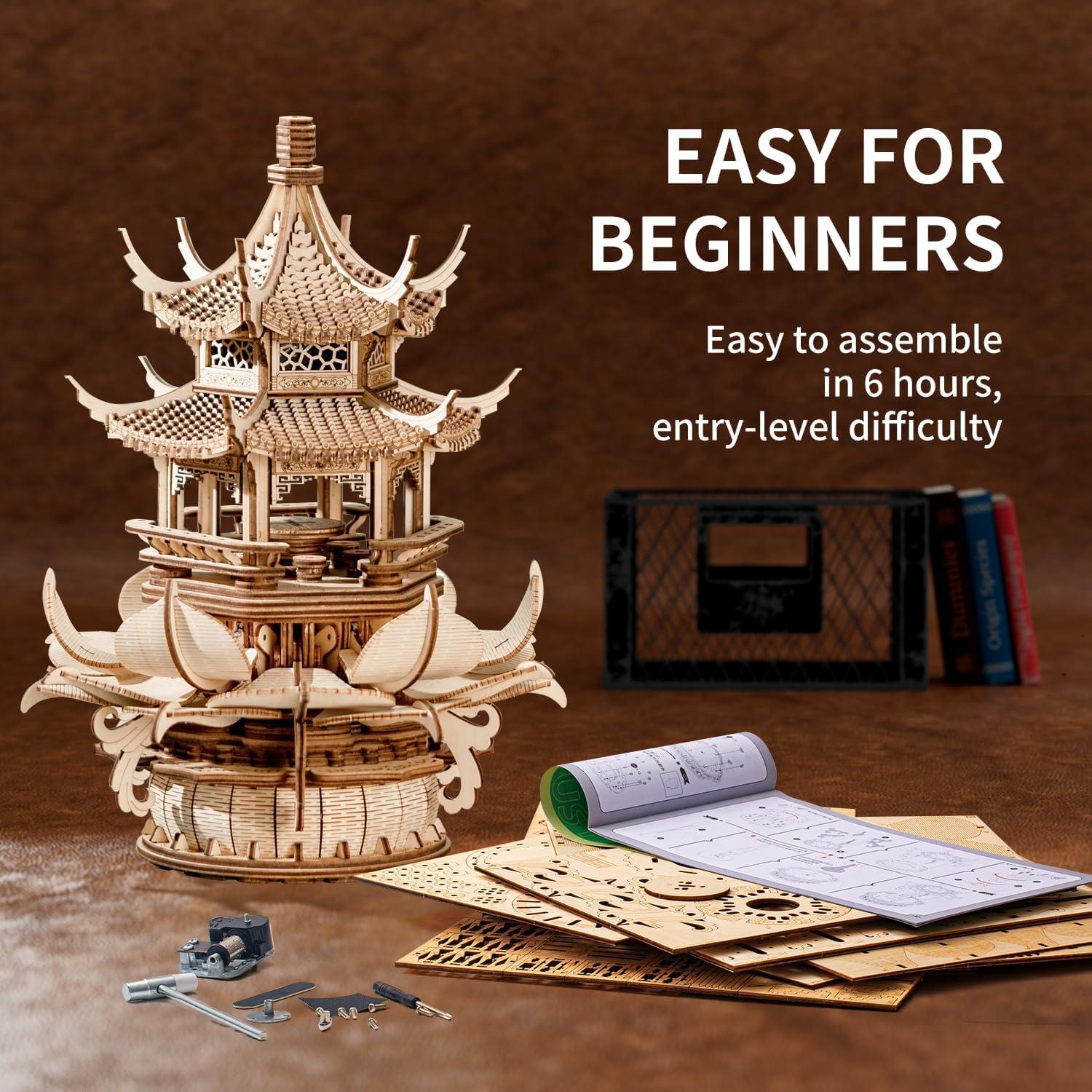 Rompecabezas 3D RUIFAM de madera con música y 619 piezas