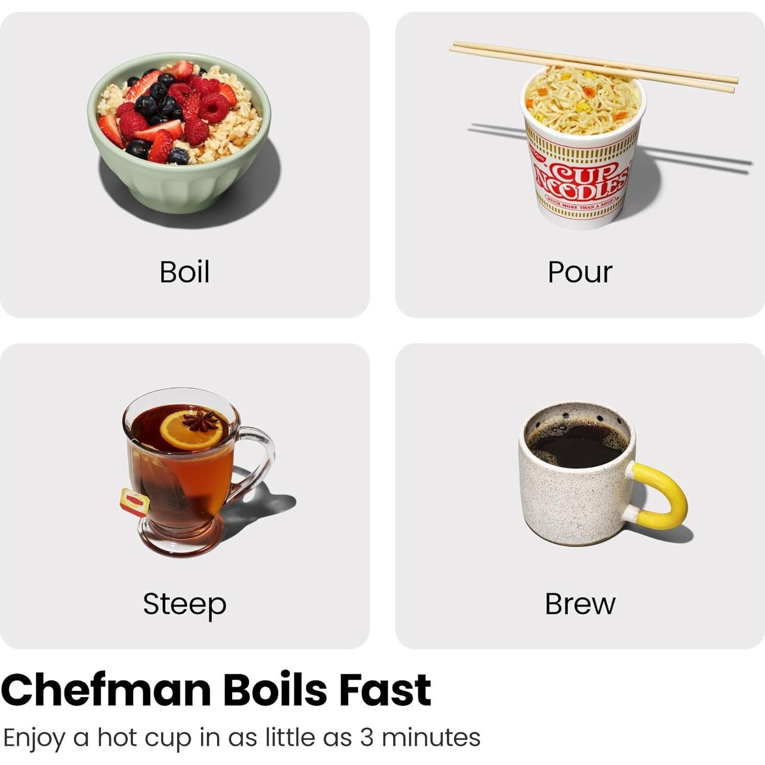 Hervidor Eléctrico Chefman 1.2L Acero Inoxidable con Infusor