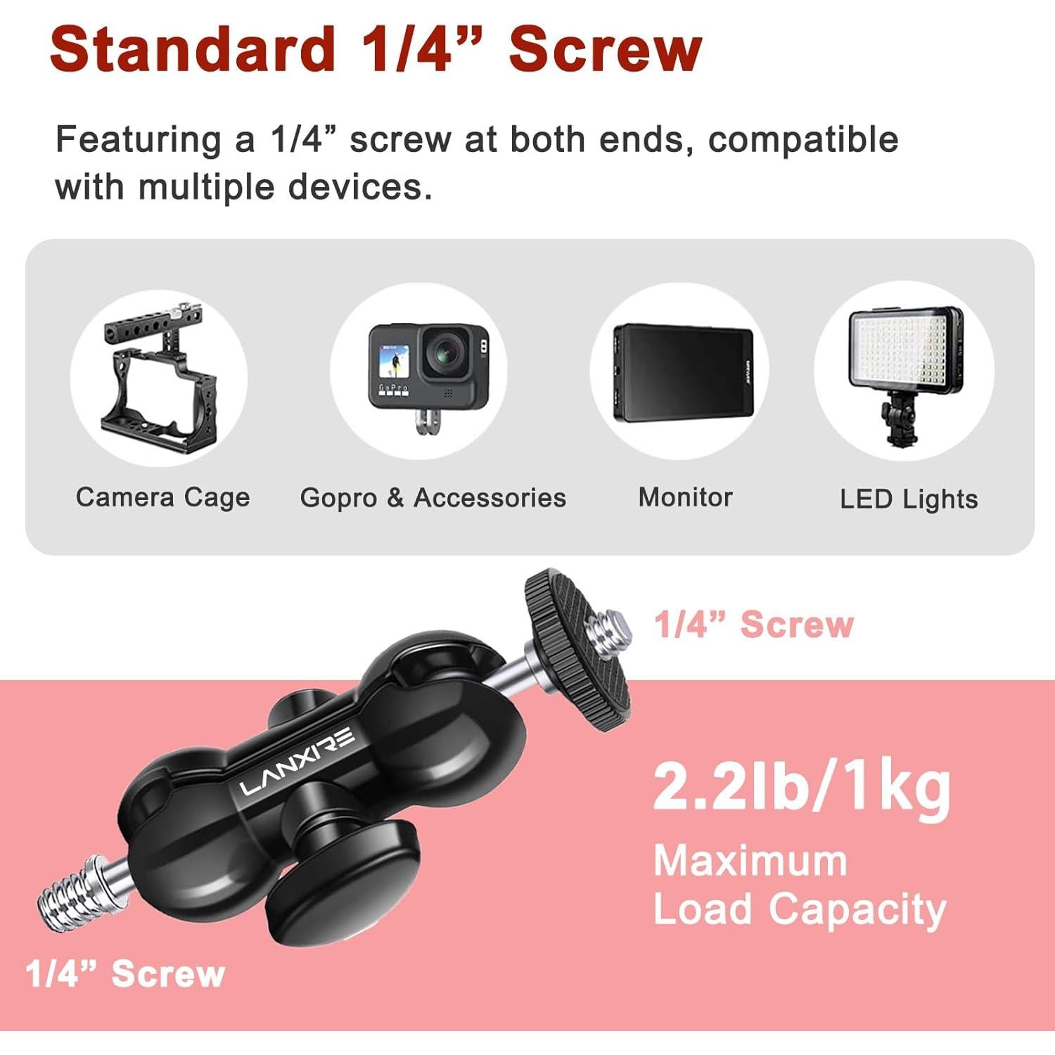 Mini Brazo Mágico Lanxire con Doble Bola - Soporta 2kg