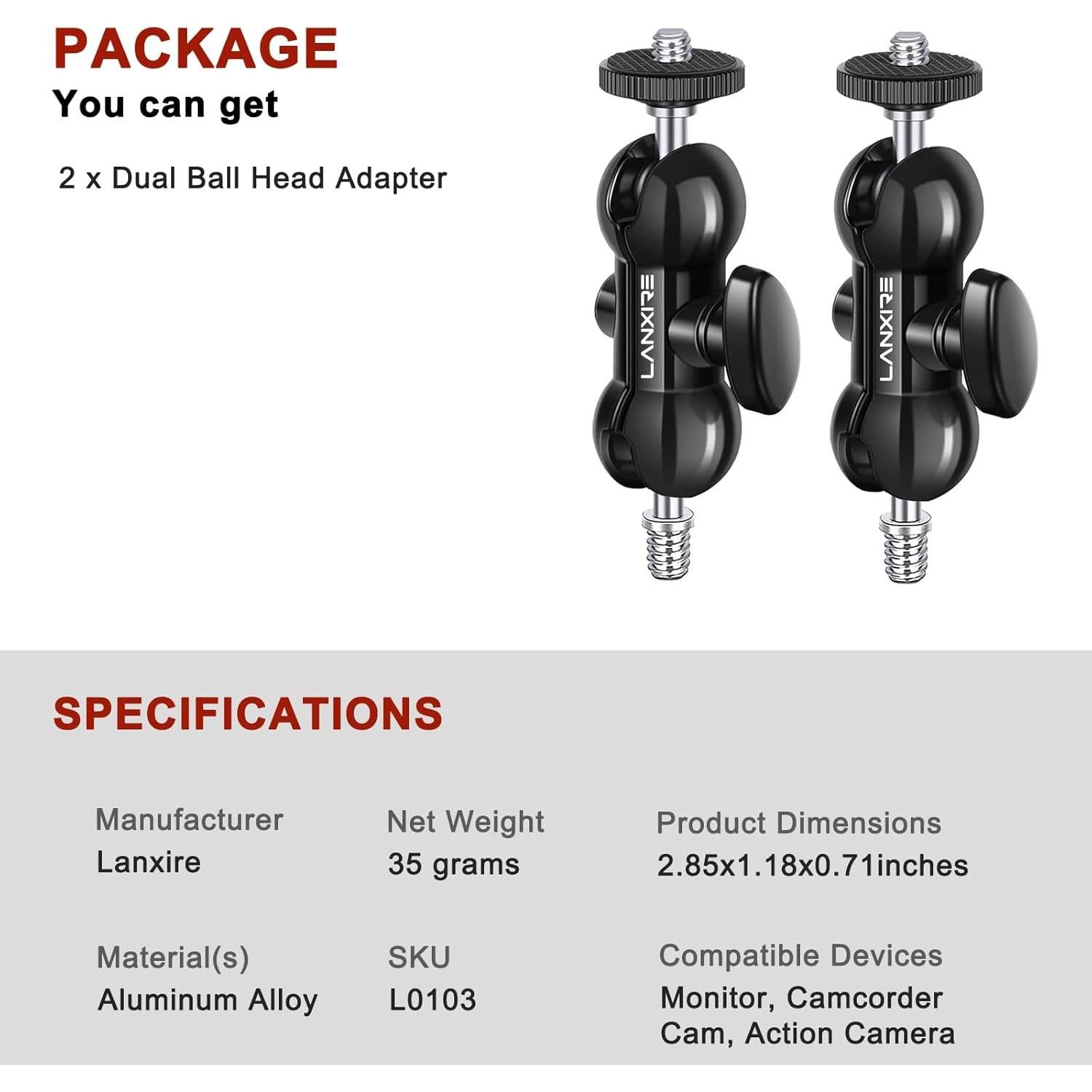 Mini Brazo Mágico Lanxire con Doble Bola - Soporta 2kg