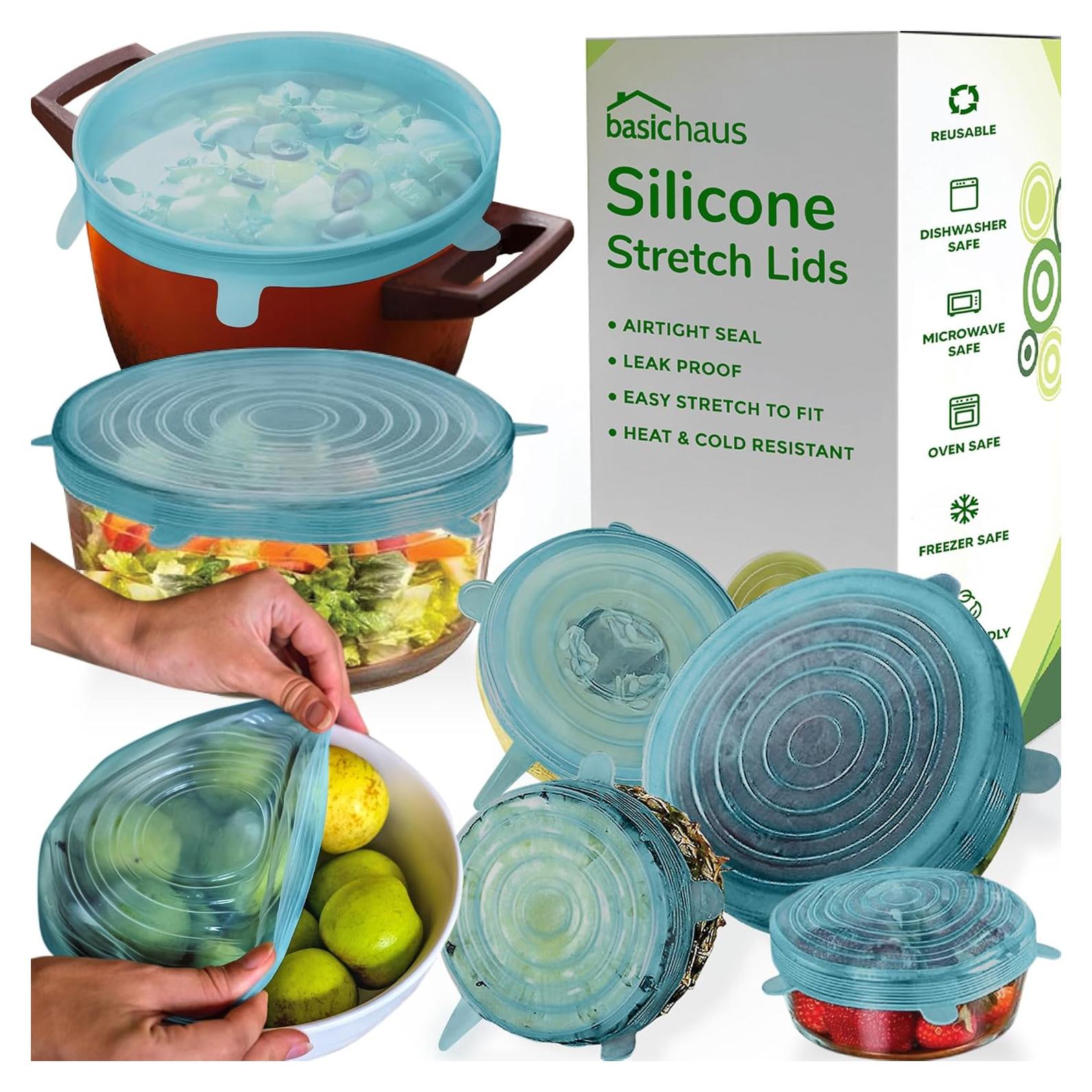 Juego de 7 Tapas de Silicona Elásticas Basic Haus Aqua Mist