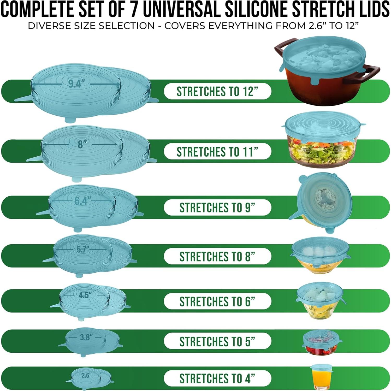 Juego de 7 Tapas de Silicona Elásticas Basic Haus Aqua Mist