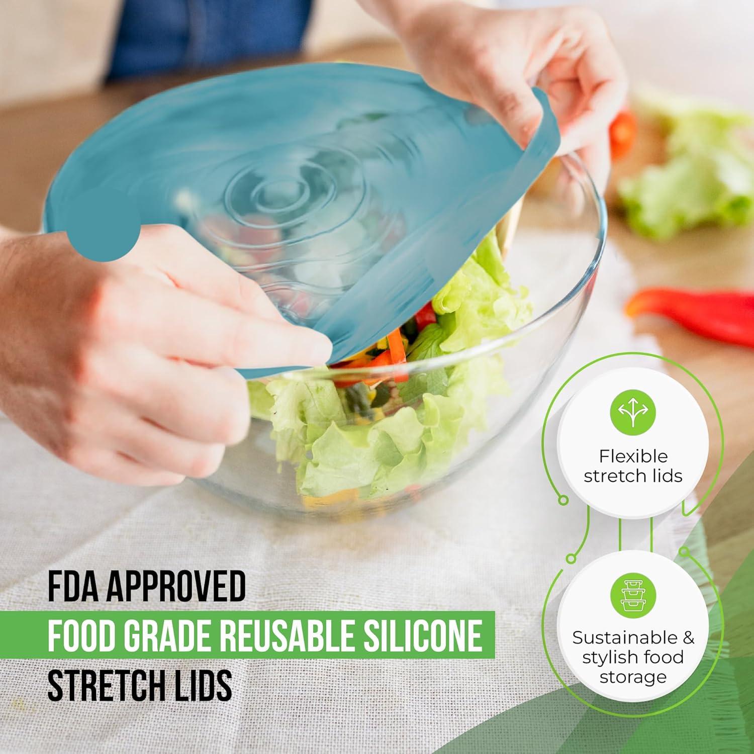 Juego de 7 Tapas de Silicona Elásticas Basic Haus Aqua Mist