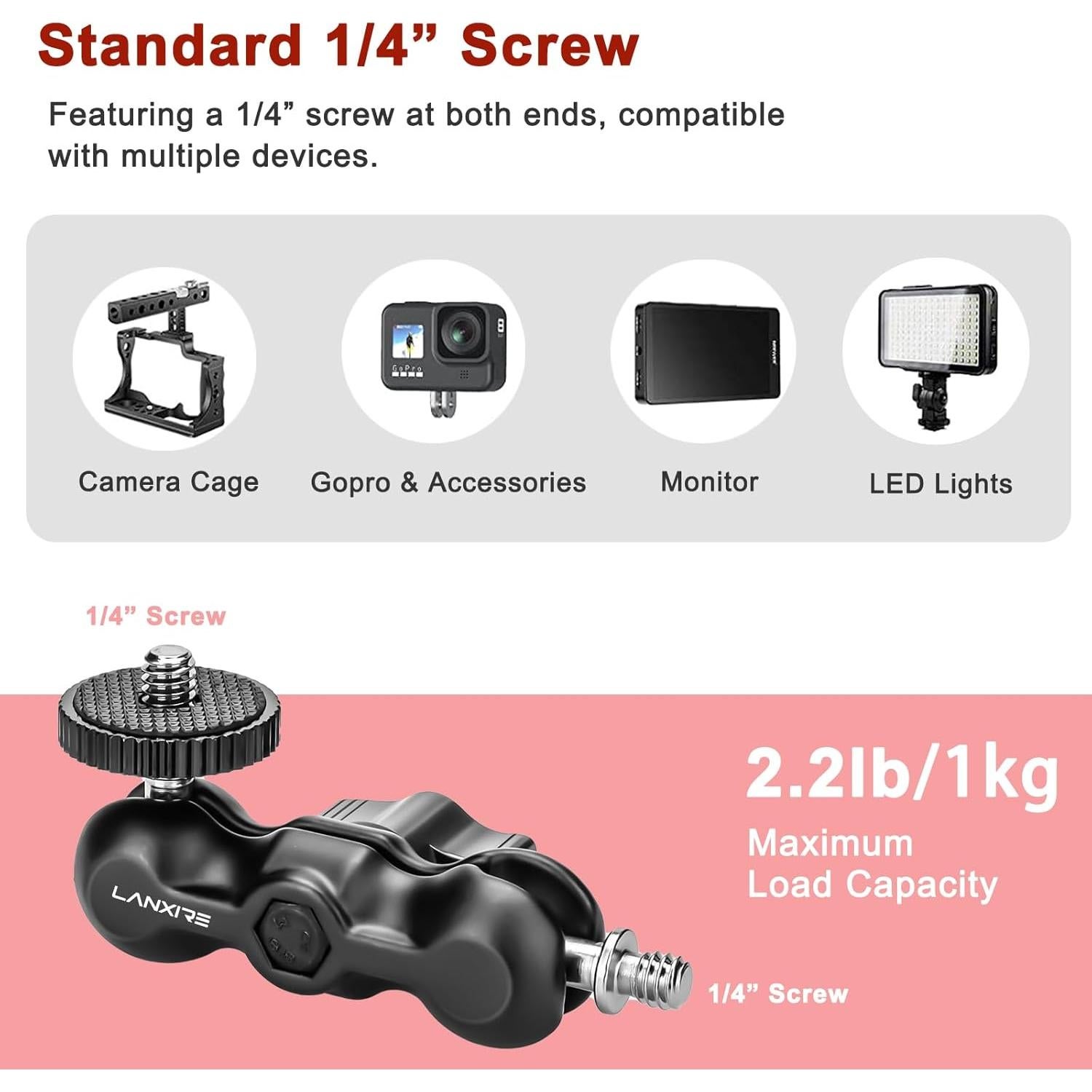 Brazo Mágico con Cabeza de Doble Bola Lanxire - 2 Piezas, 2kg