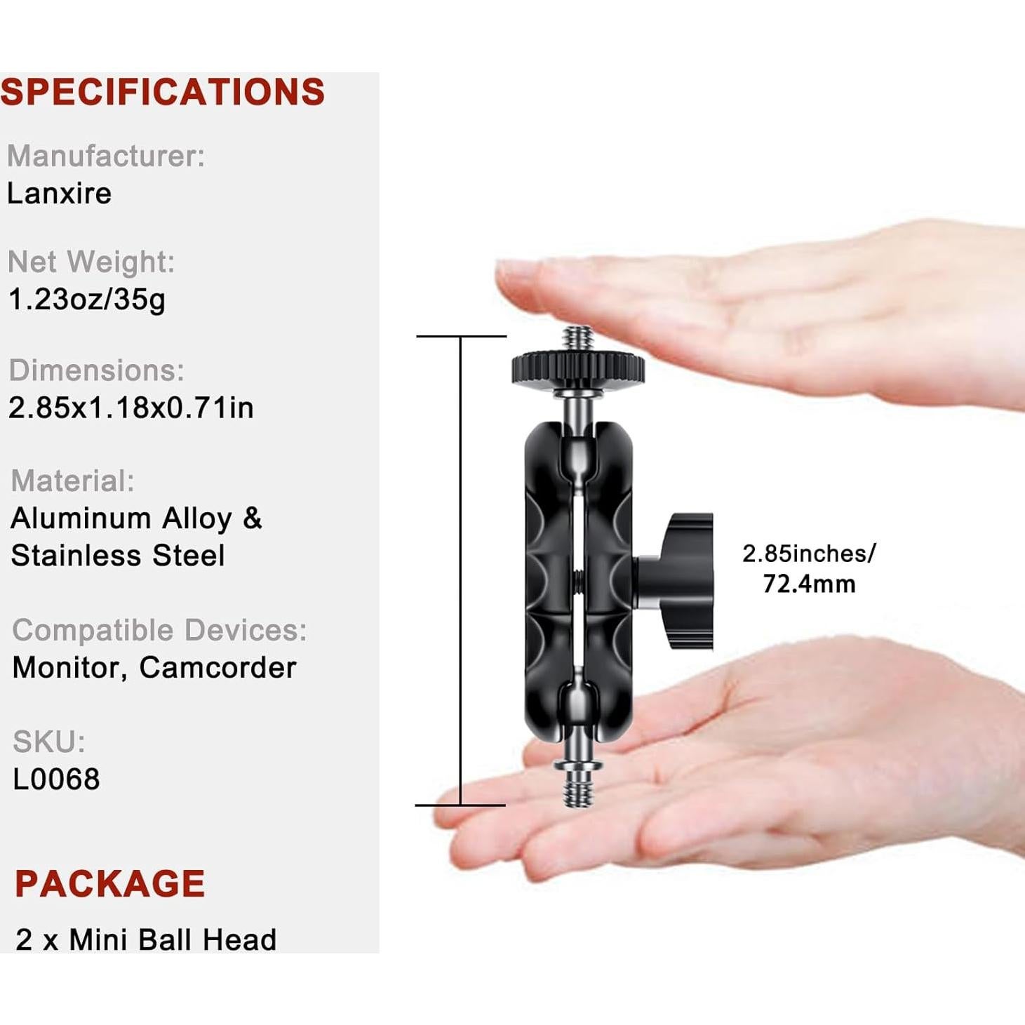 Brazo Mágico con Cabeza de Doble Bola Lanxire - 2 Piezas, 2kg