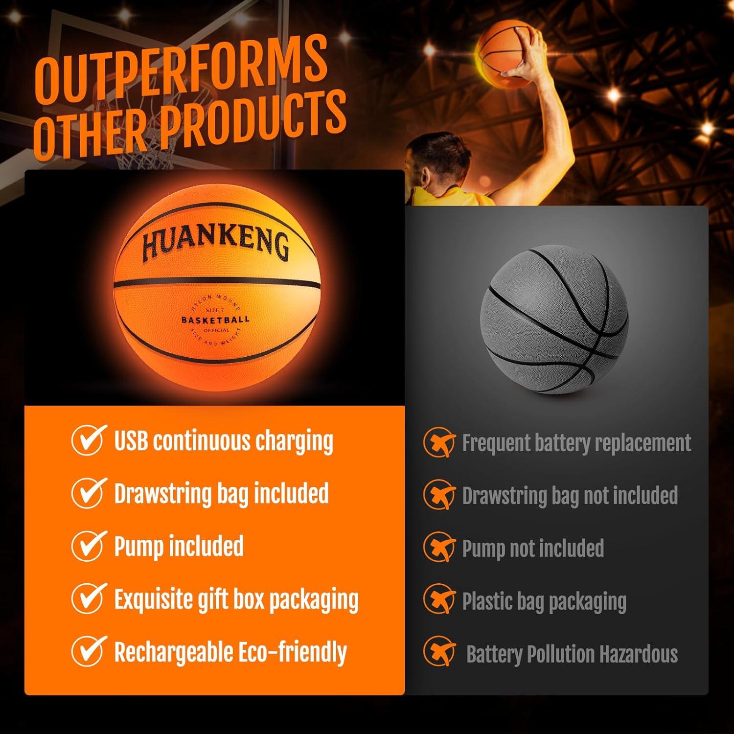 Baloncesto Iluminado HuanKeng Tamaño 7 Recargable Naranja