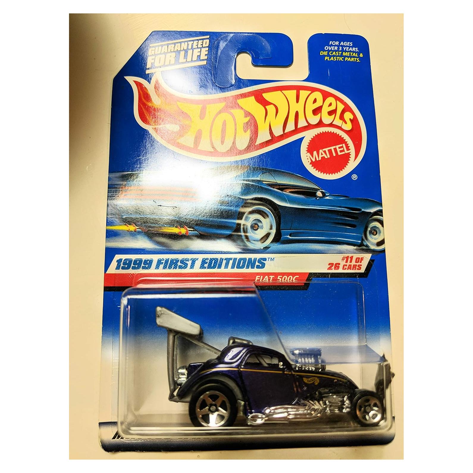 Auto de Colección Hot Wheels Fiat 500C Metalflake Morado 1:64