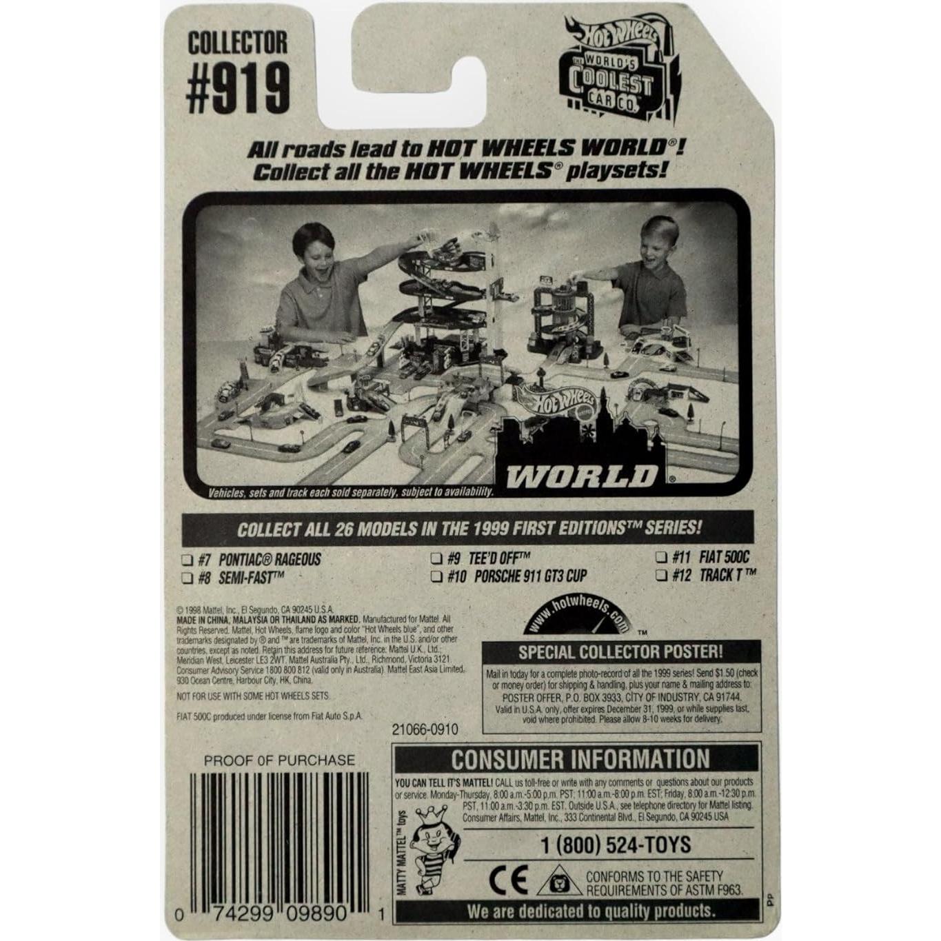 Auto de Colección Hot Wheels Fiat 500C Metalflake Morado 1:64