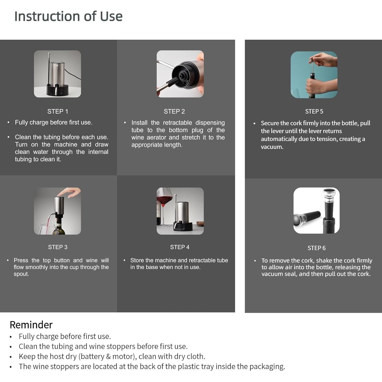 Aerador y Dispensador de Vino Eléctrico Saraudy WP-01 Recargable