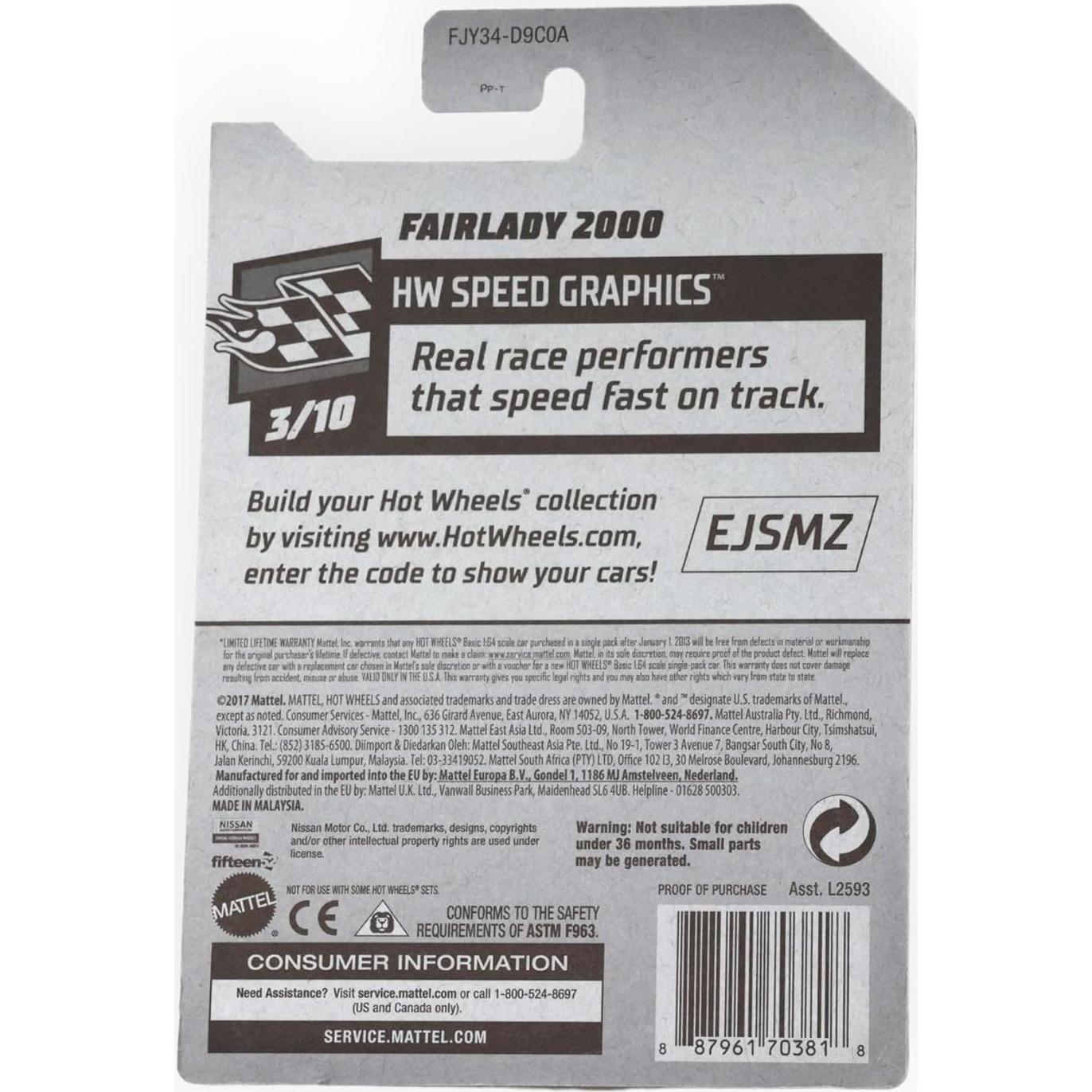 Hot Wheels Fairlady 2000 Negro 2018 - Gráficos de Velocidad