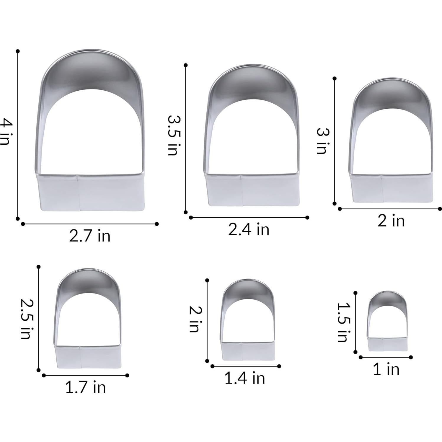 Juego de Cortadores de Galletas Arco FUSOTO 6 Piezas Acero Inoxidable