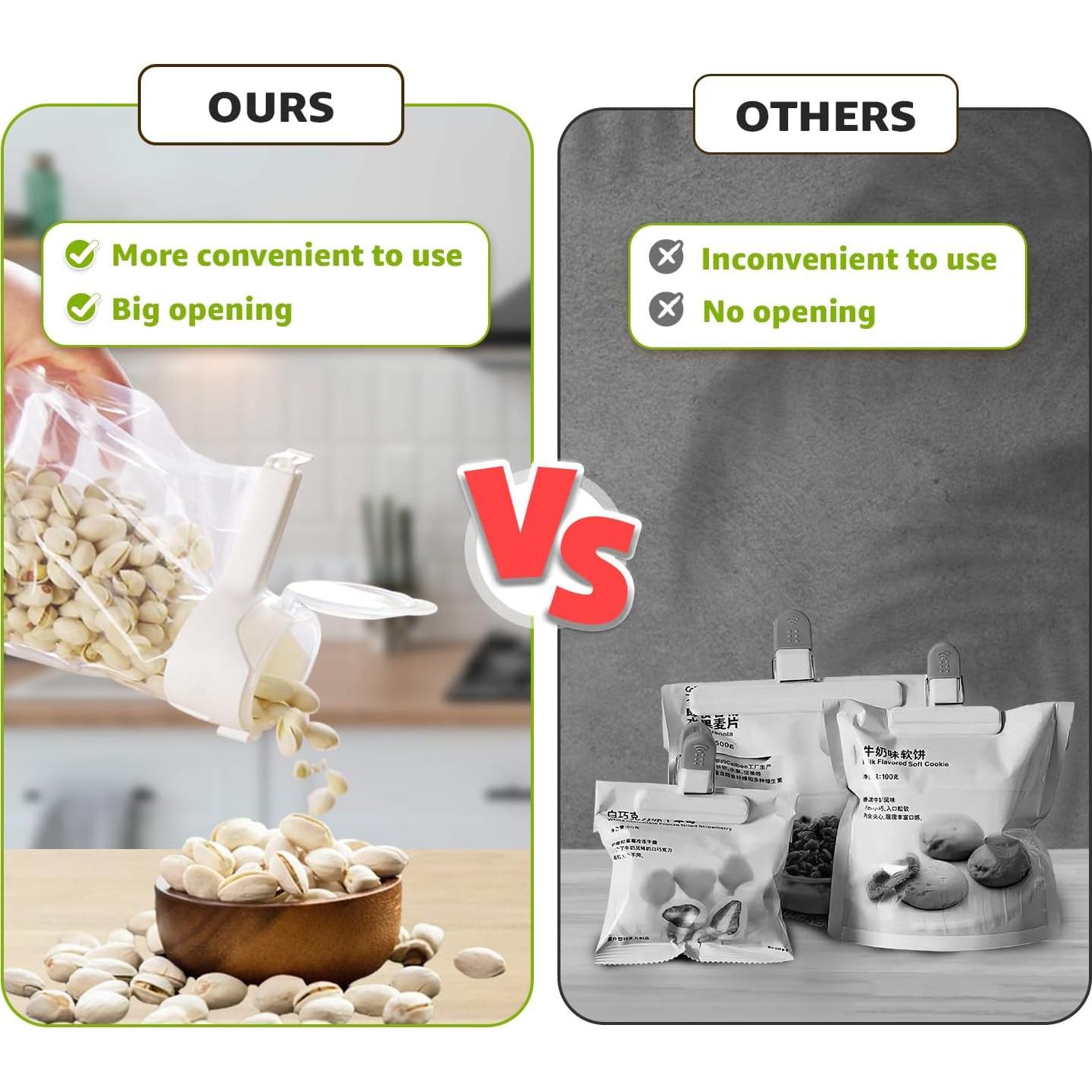 4 Clips de Sellado con Boquilla 365Home para Alimentos - Blanco