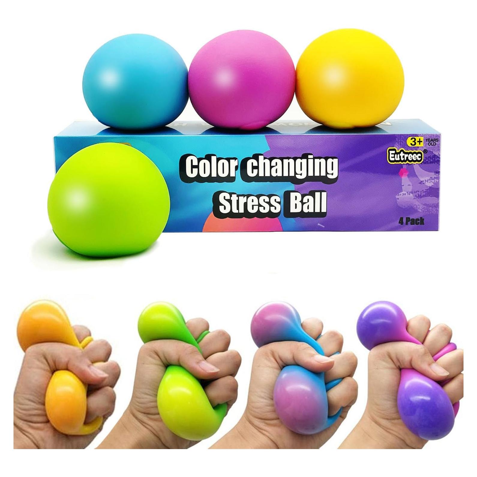 Pelotas Antiestrés Cambiantes de Color - 4 Piezas Eutreec