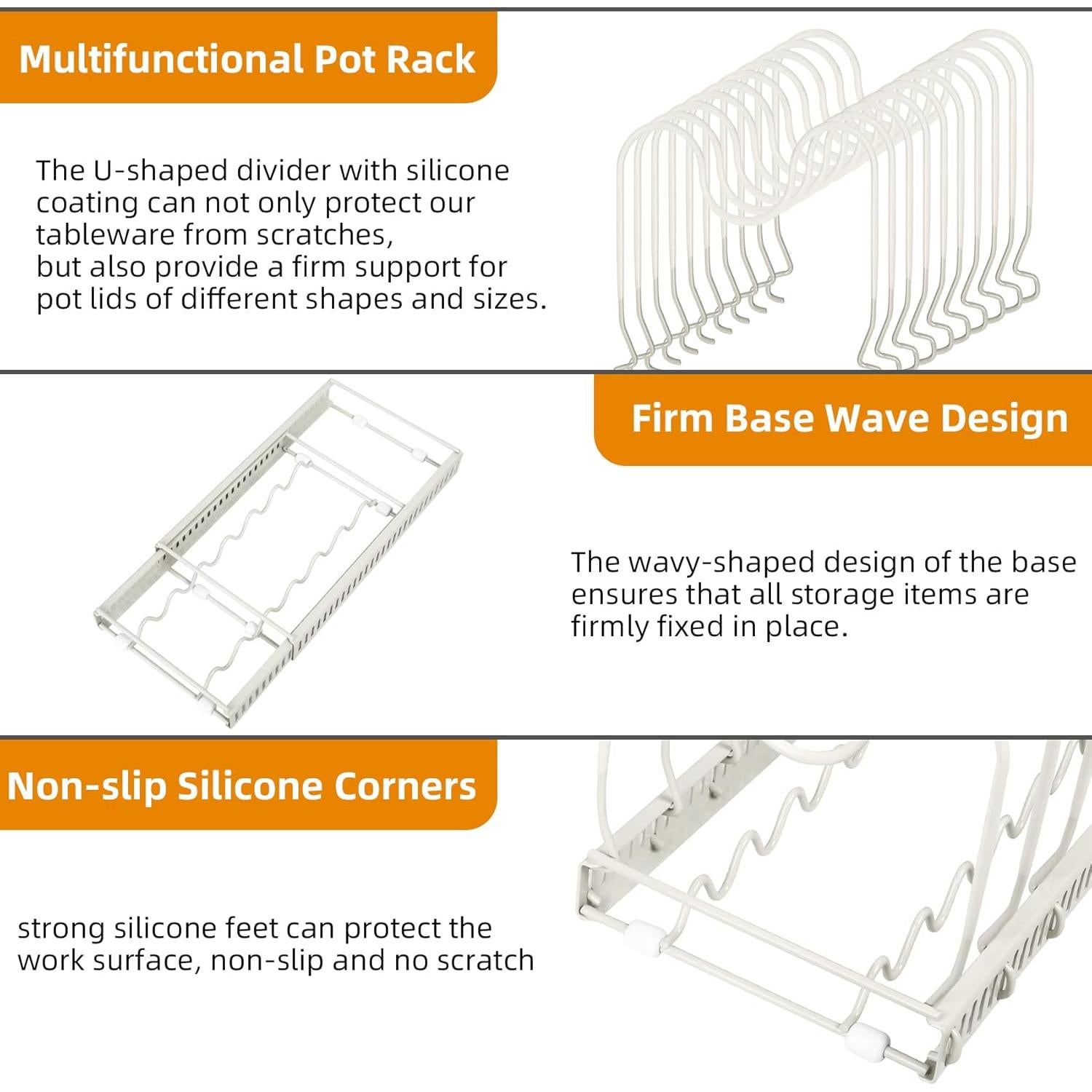 Soporte Expandible para Ollas y Sartenes ROOHUA 10 Compartimentos