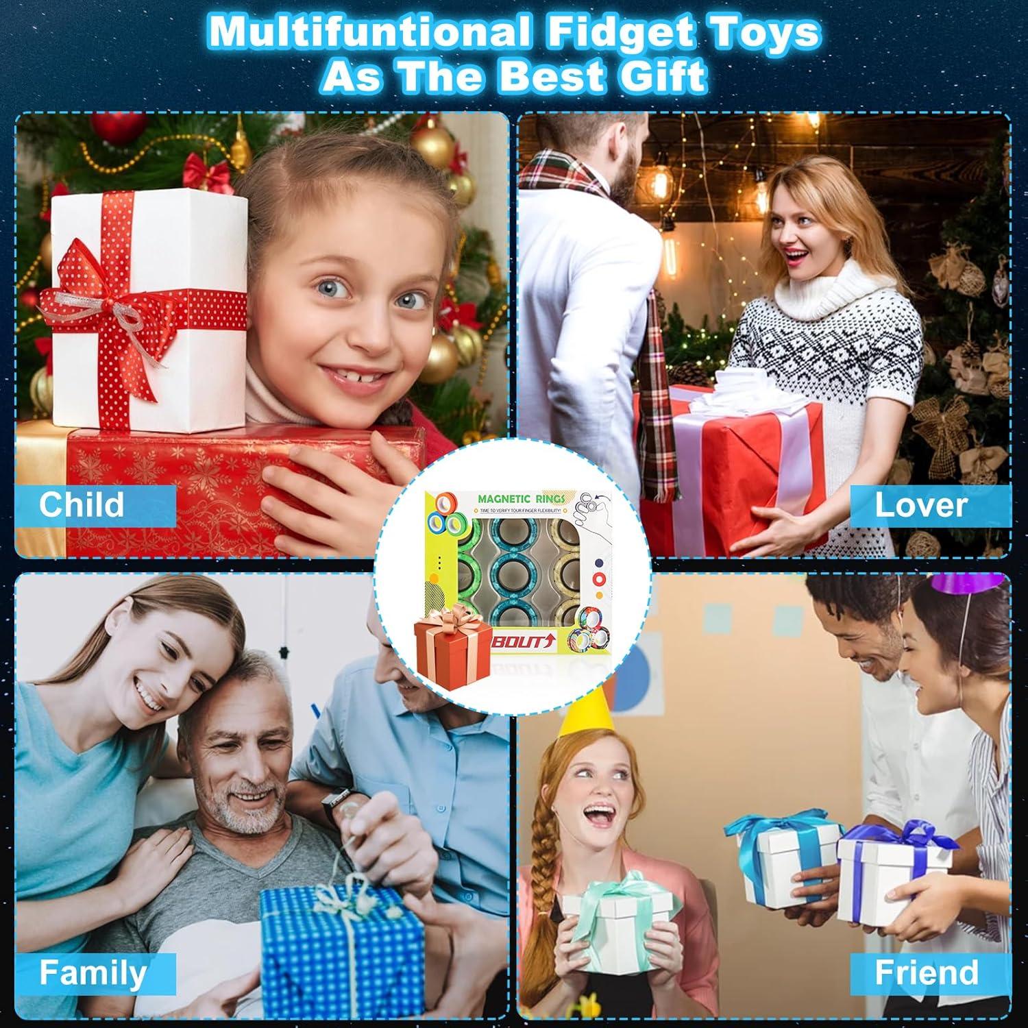 Juego de Anillos Magnéticos Antiestrés MBOUTrising 9 Pcs