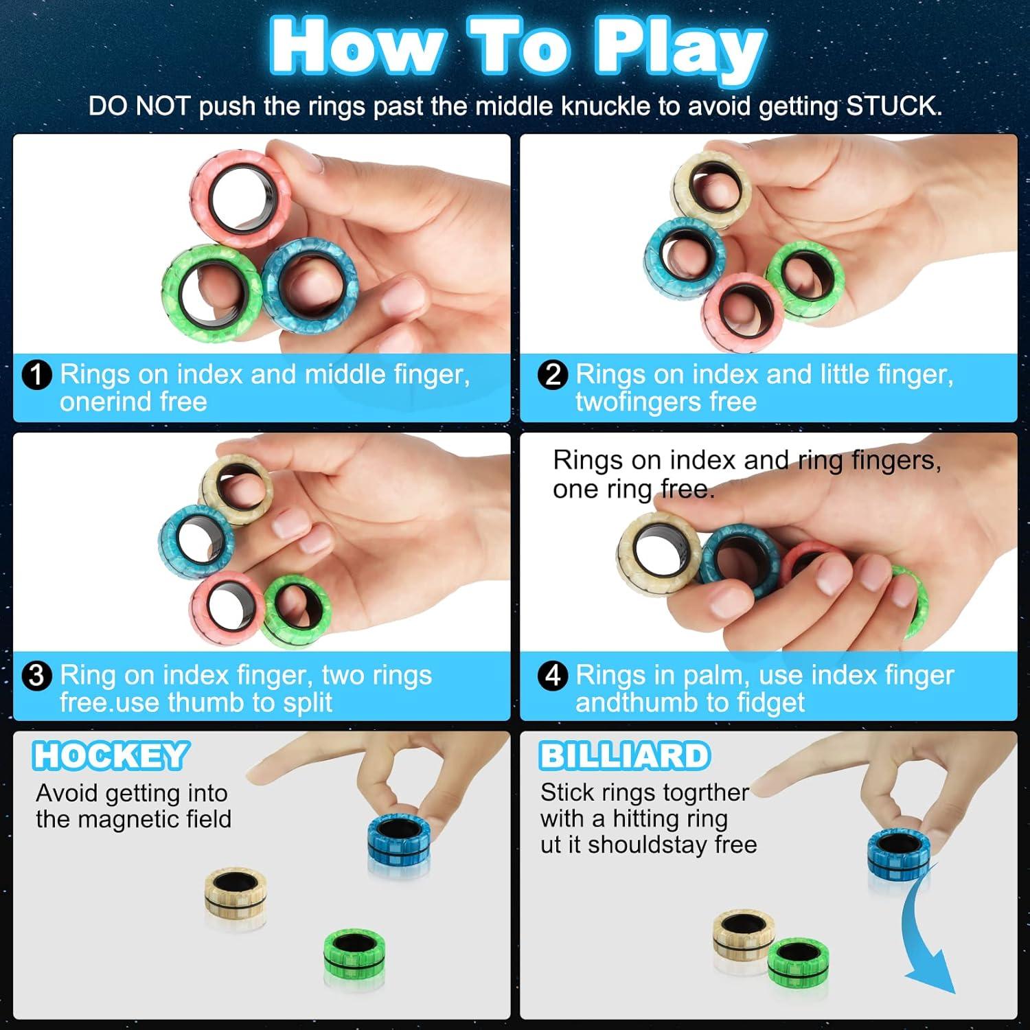 Juego de Anillos Magnéticos Antiestrés MBOUTrising 9 Pcs