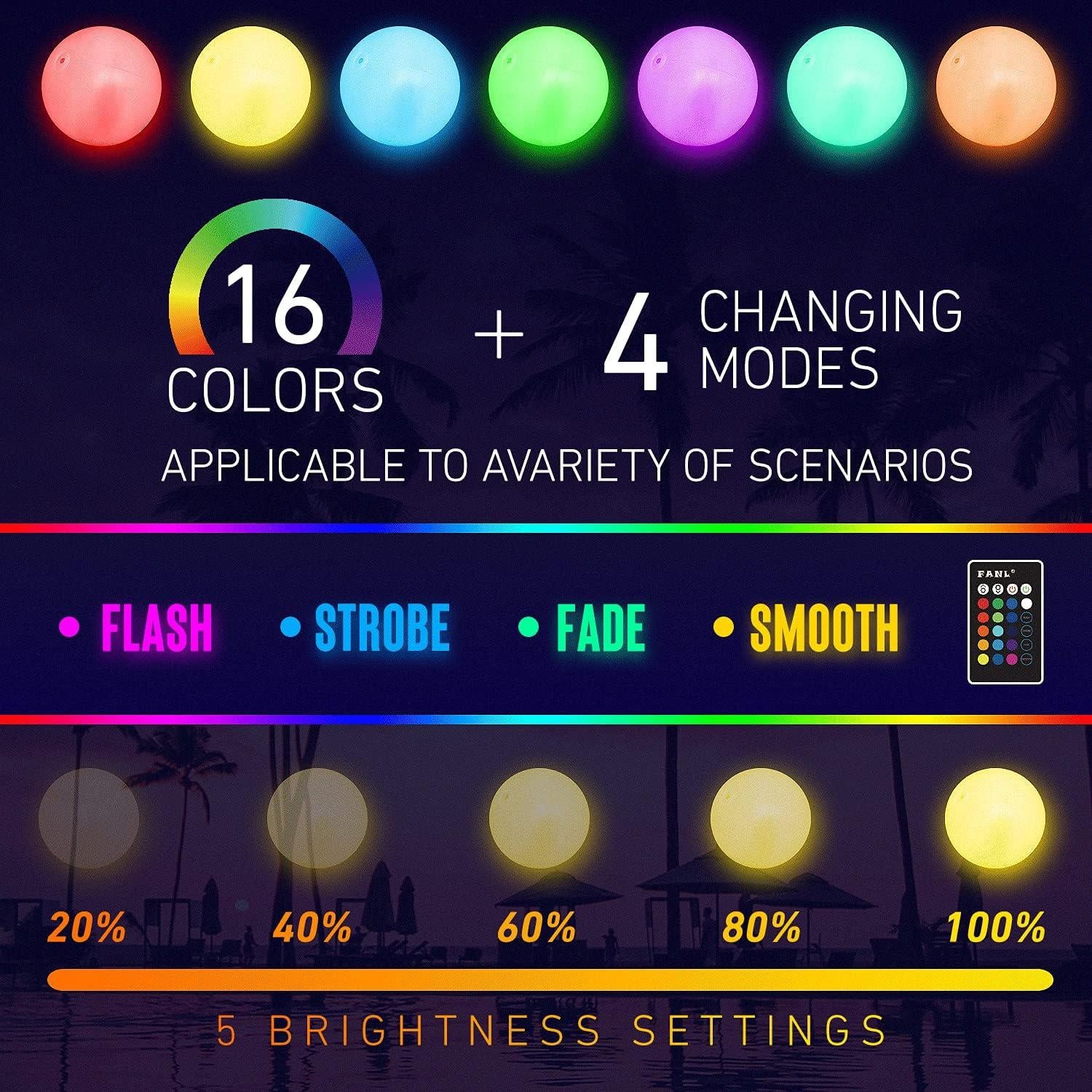 Pelota de Playa LED KIRALUMI 40.64 cm Control Remoto 16 Colores