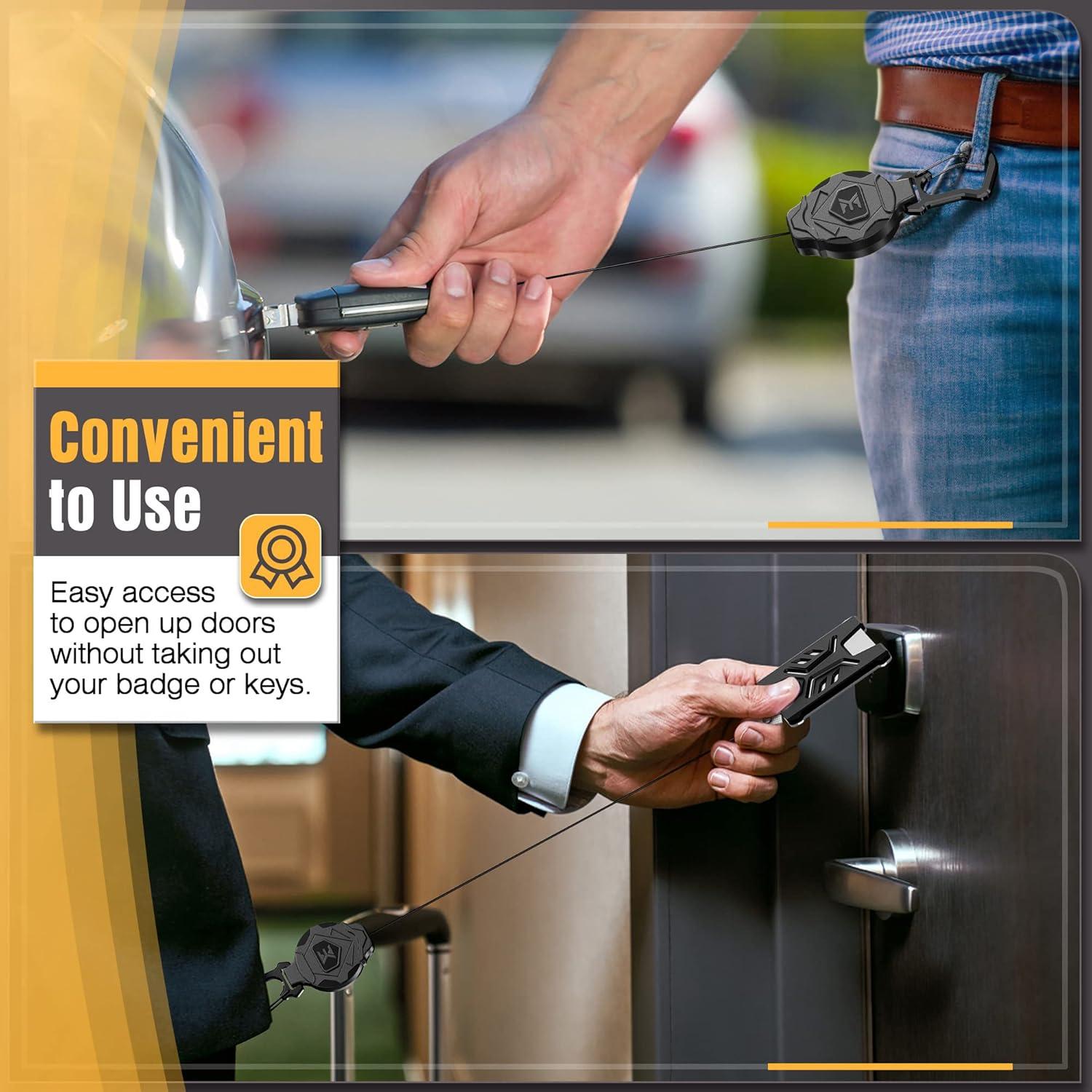 Cadena de Llave Retráctil ELV con Cierre Magnético y Mosquetón