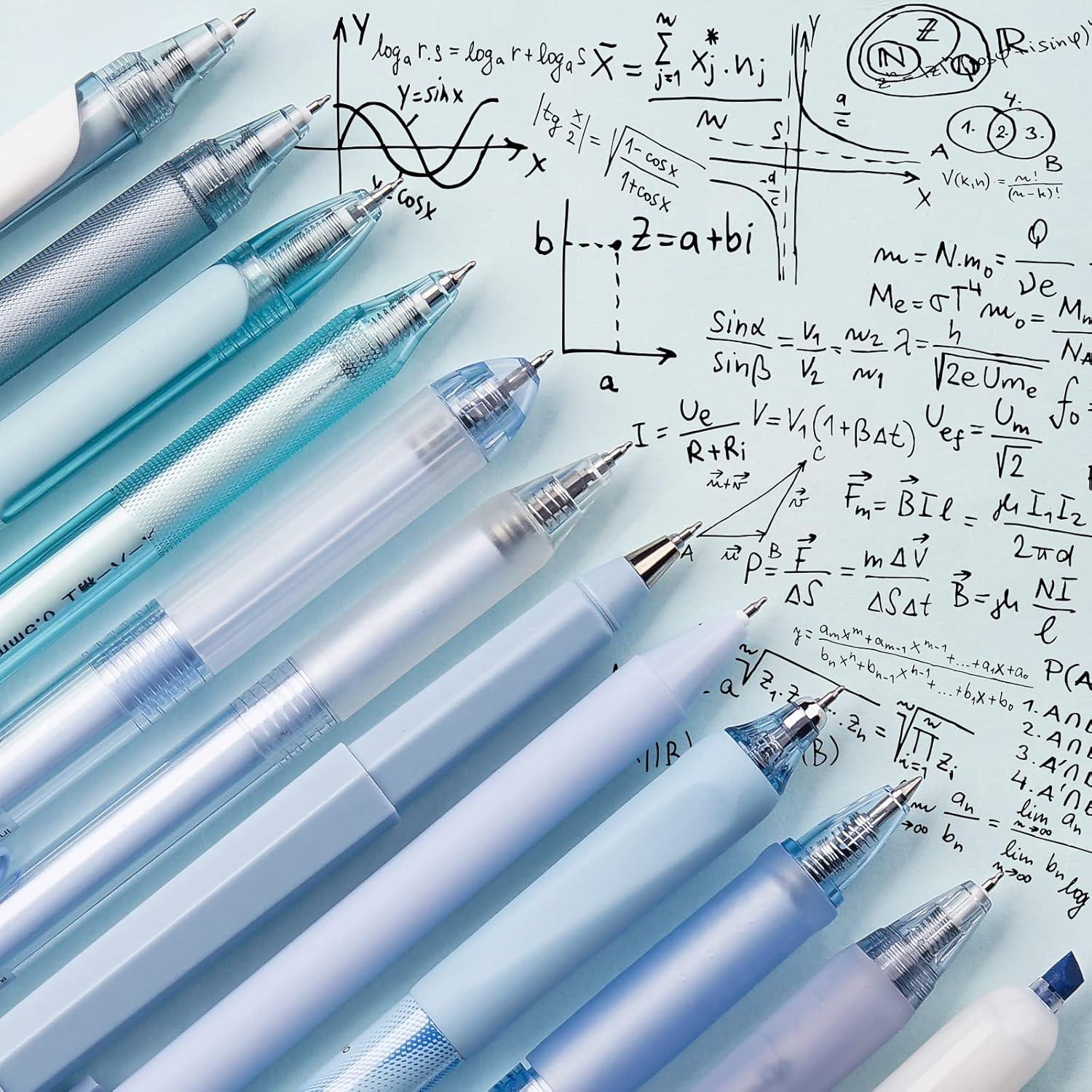 Set de 12 Bolígrafos de Gel Cuatro Caramelos 0.5mm Tinta Negra y Azul