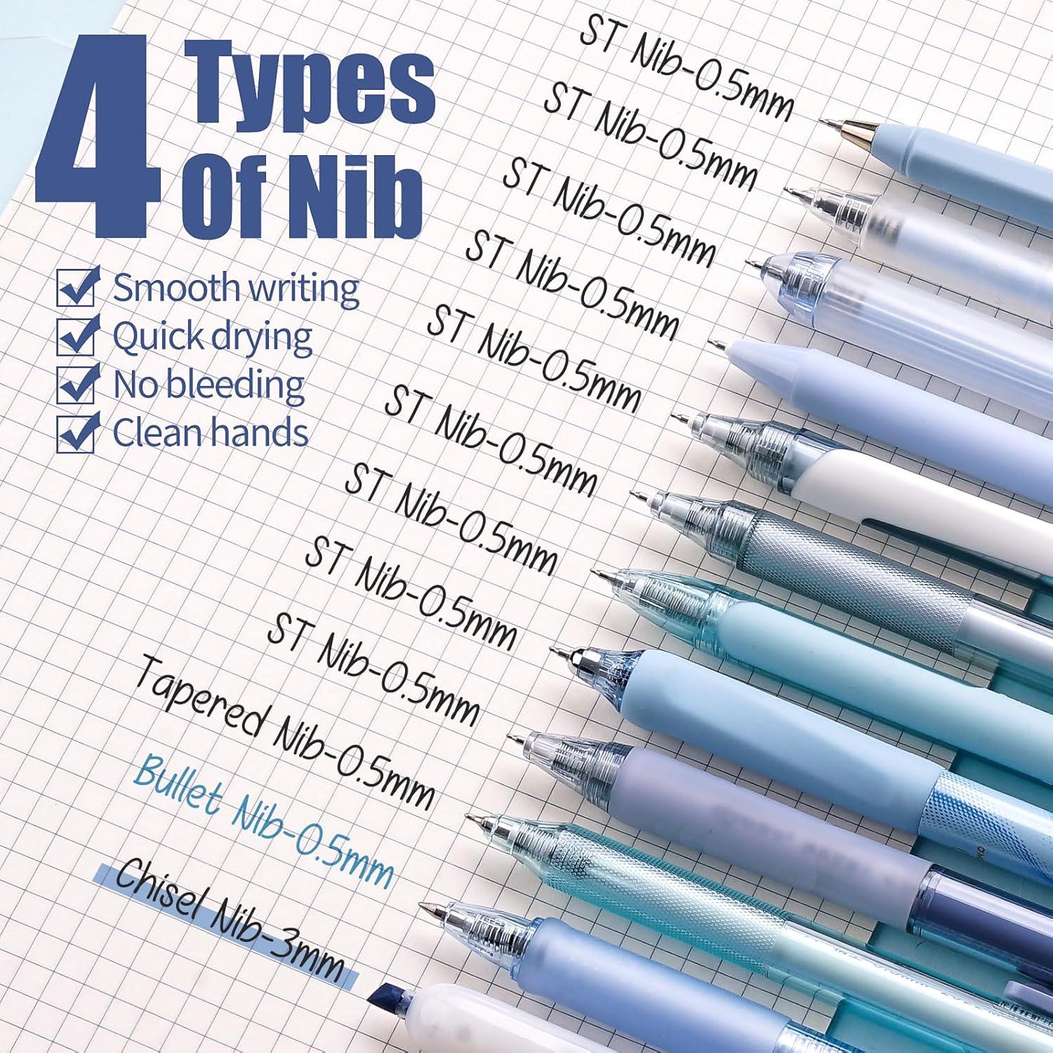 Set de 12 Bolígrafos de Gel Cuatro Caramelos 0.5mm Tinta Negra y Azul