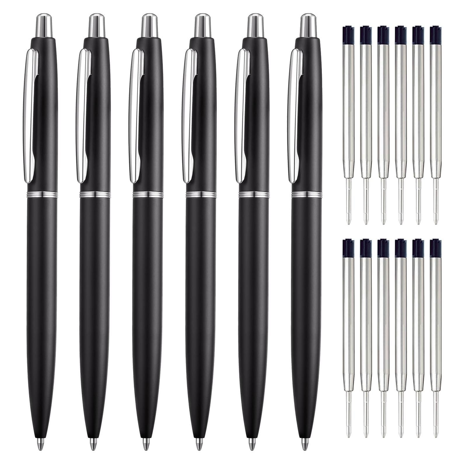 Bolígrafos Retráctiles de Metal ChaoQ 6 Pcs Tinta Negra 1.0mm