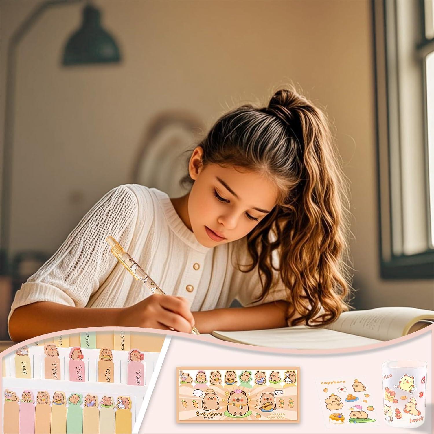 Conjunto de Papelería Kawaii Capibara Daphilly - 6 Lápices Mecánicos