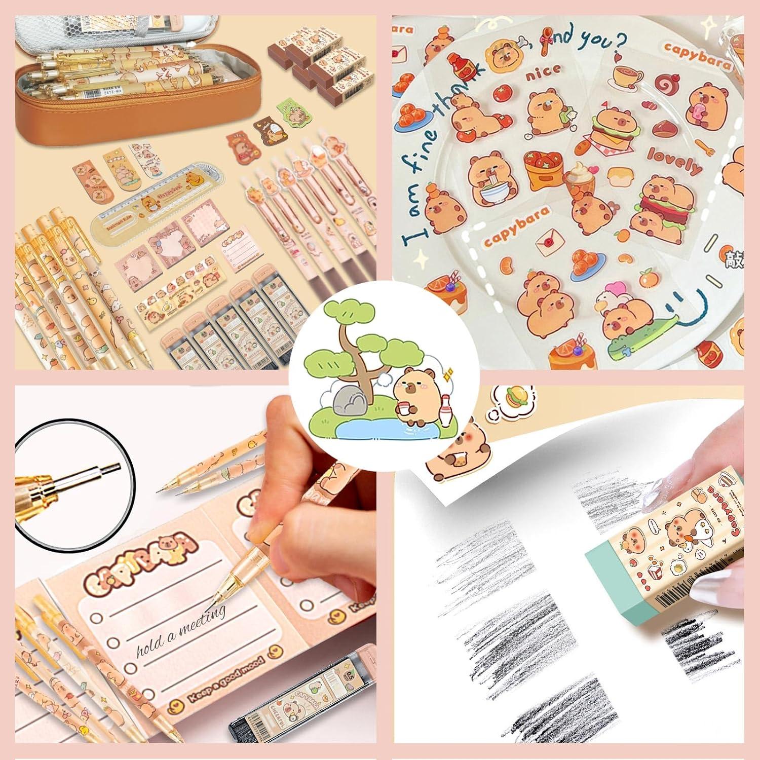 Conjunto de Papelería Kawaii Capibara Daphilly - 6 Lápices Mecánicos