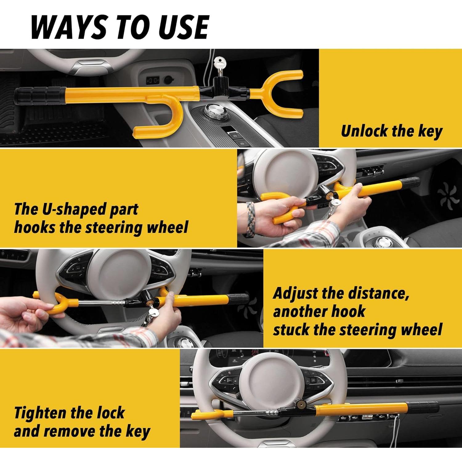 Cerradura de Volante CARTMAN IN-6008 Antirrobo Ajustable