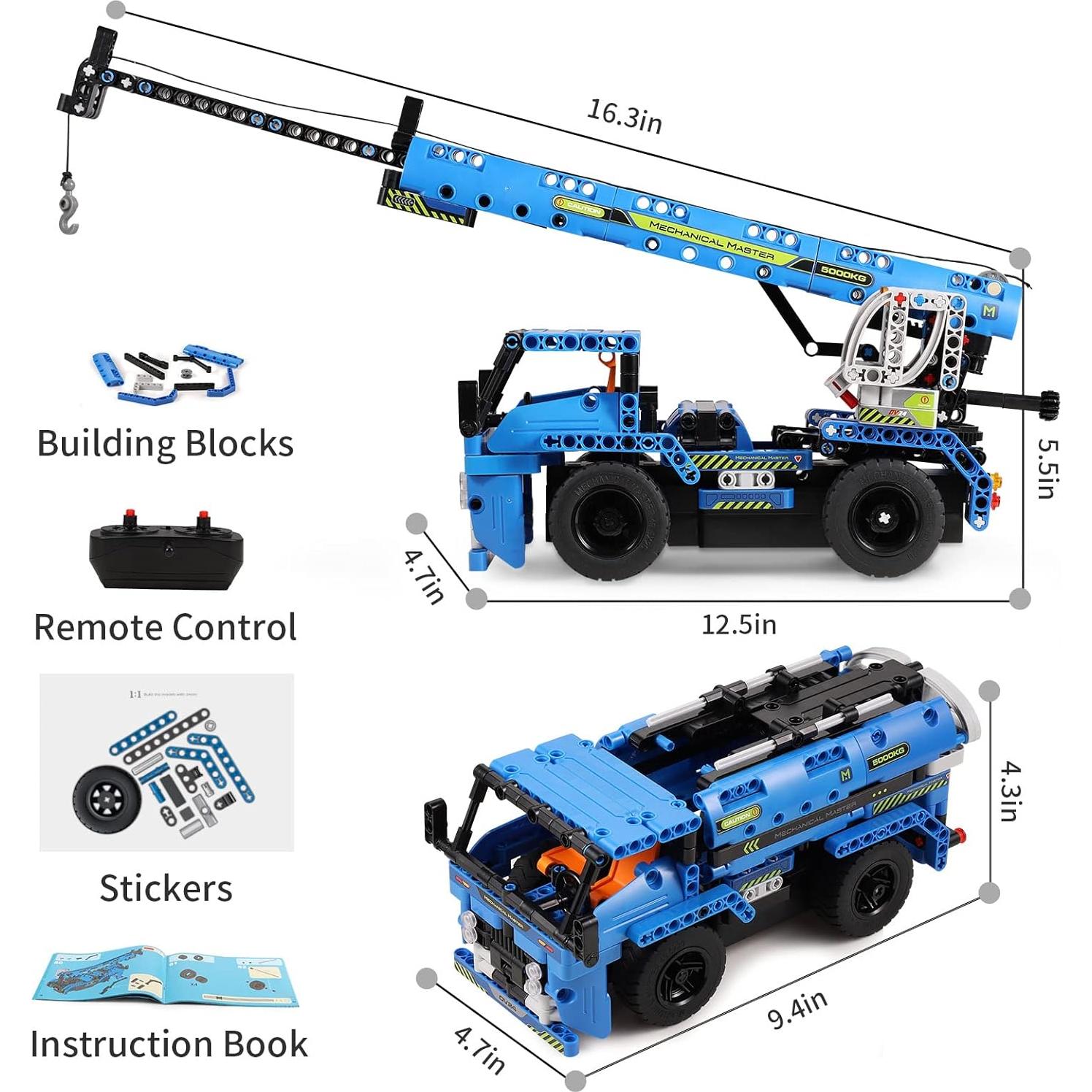 Juguete de Construcción DOLIVE Camión Grúa RC 2-en-1 401 Piezas