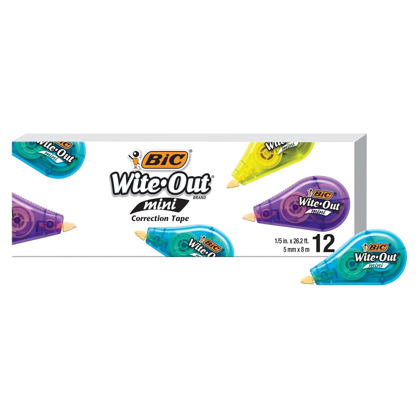 Cinta de Corrección Mini BIC Wite-Out, 12 Dispensadores, 5m