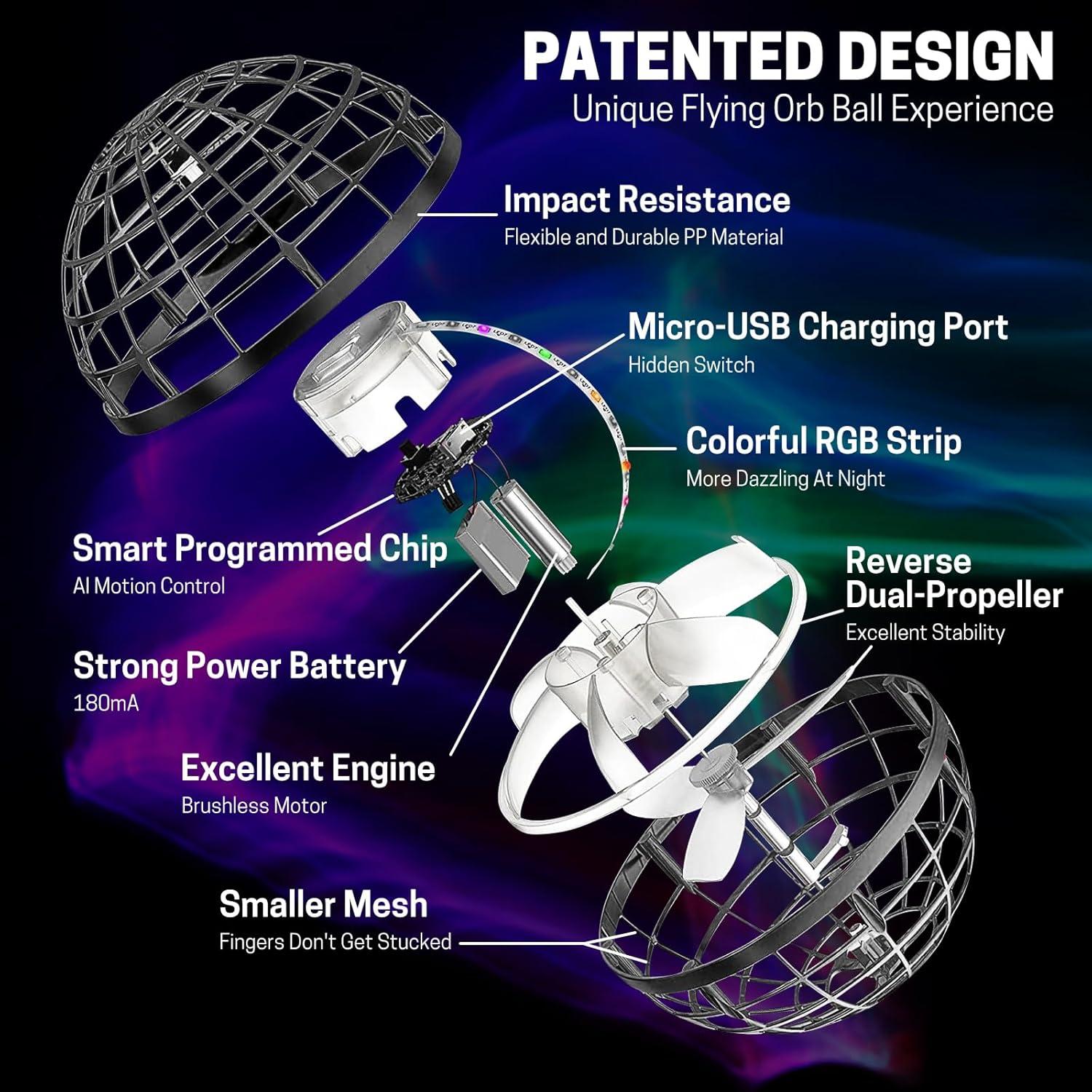 CASEIER Juguete Bola Orbital Voladora 2025, Gris