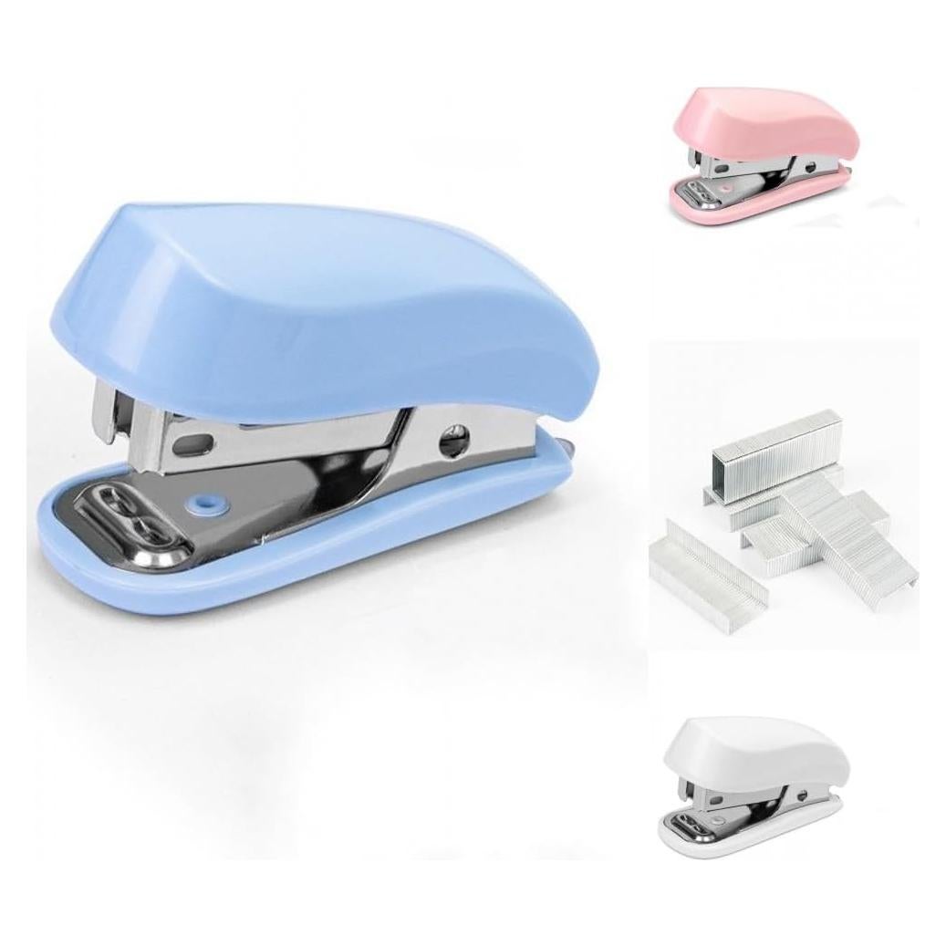 Mini Grapadora Knamoda Azul Compacta para Oficina y Estudiantes