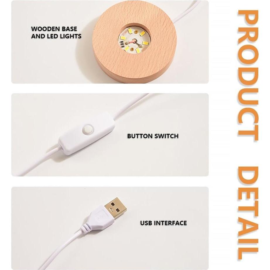 Esfera de Cristal 3D K9 con Luz LED y Base de Madera