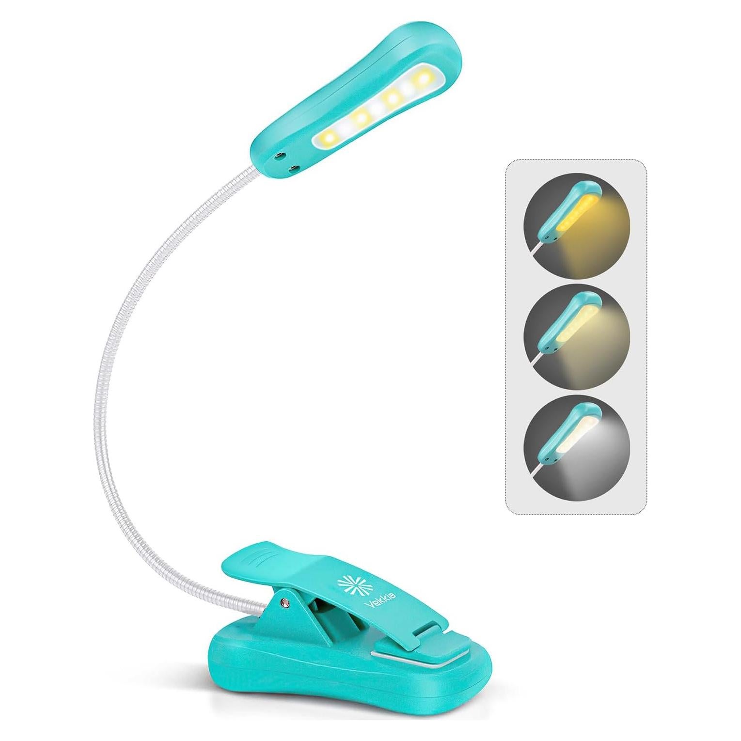 Luz de libro recargable Vekkia BK-03-BU, 3 brillos, 70h