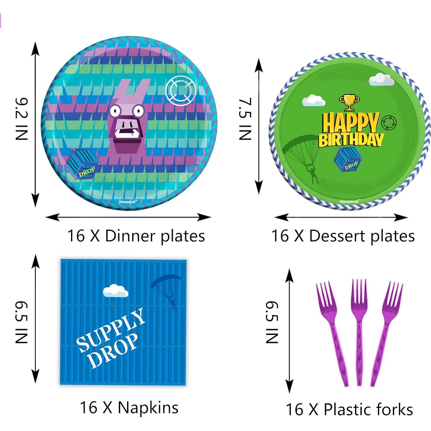 Set de Vajilla para Fiesta de Videojuegos Haxpacal 64 Piezas