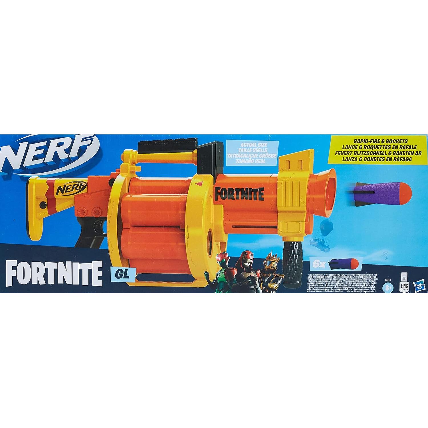 Lanzador Nerf Fortnite GL - Dispara Cohetes - Incluye 6 Dardos