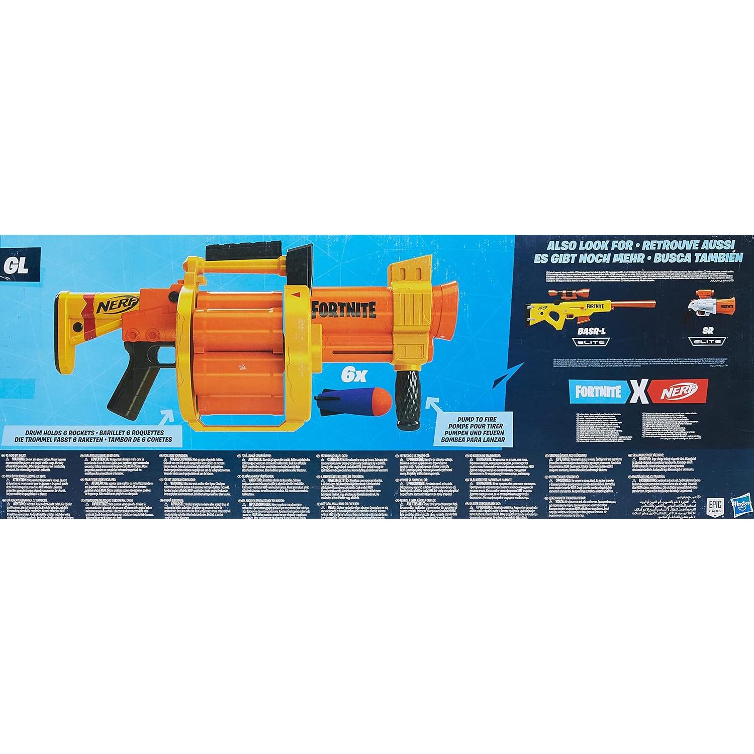 Lanzador Nerf Fortnite GL - Dispara Cohetes - Incluye 6 Dardos