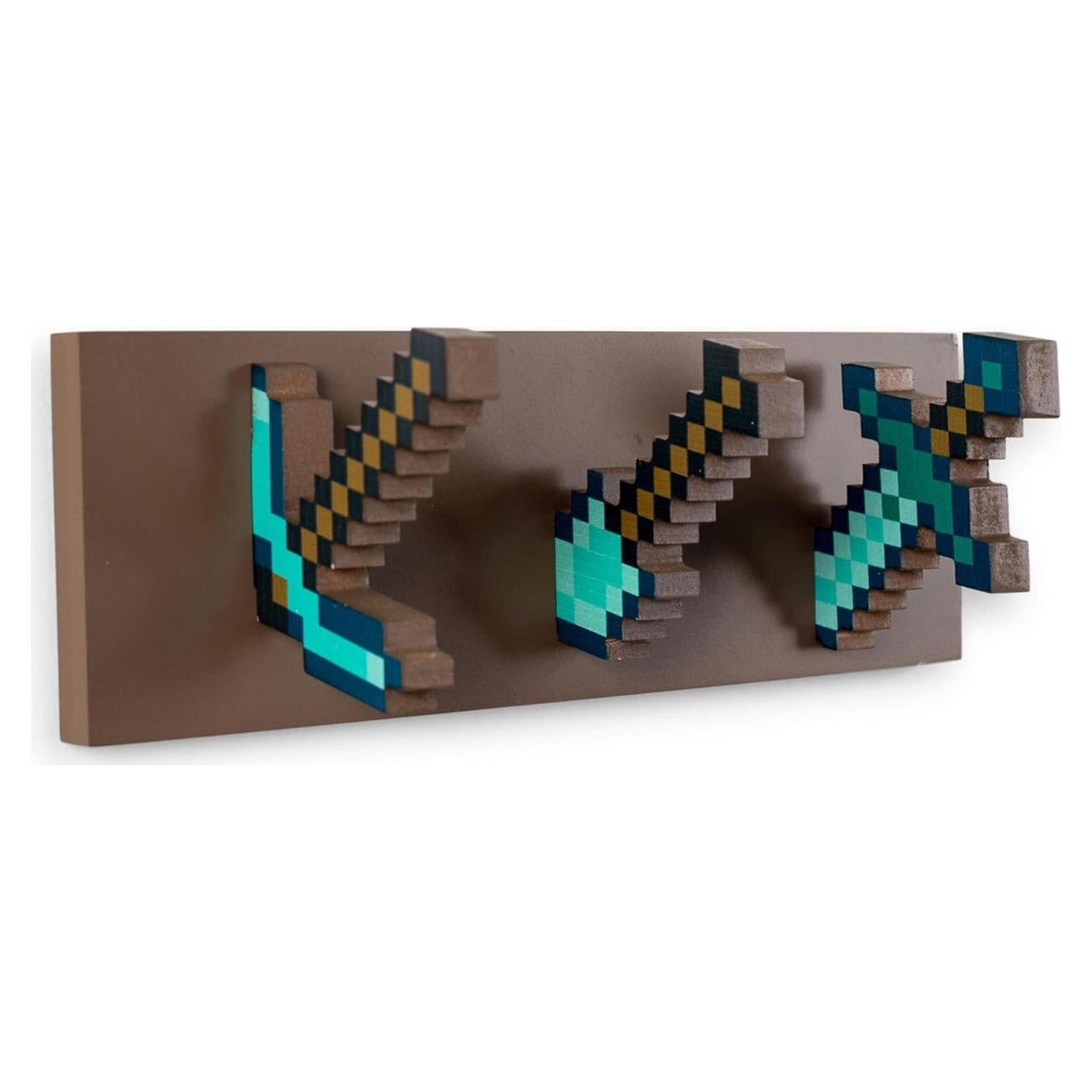 Perchero de Pared Minecraft Ukonic con Ganchos de Diamante