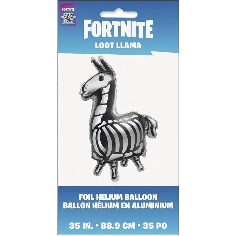 Globo de Foil Gigante Llama Fortnite Unique 88.9 cm Negro Plata