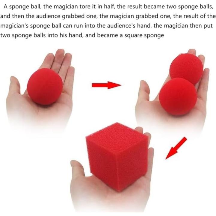 Trucos de Magia de Esponja Mágica LMCIEZR Set 1 Cuadrado 2 Bolas
